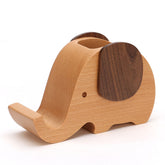 Elephant Wooden Pen Cup Pencil Holder for Desk Decor Desk Organizer with Cell Phone Stand