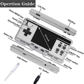 3.0 in Screen Handheld Game Console HD AV Output with 5000 Classic Games-Grey