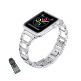 RZK Stainless Steel Watch Band Adjustable Wristbands for Apple IWatch Series SE/1/2/3/4/5/6 For Women-Silver
