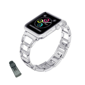 RZK Stainless Steel Watch Band Adjustable Wristbands for Apple IWatch Series SE/1/2/3/4/5/6 For Women-Silver