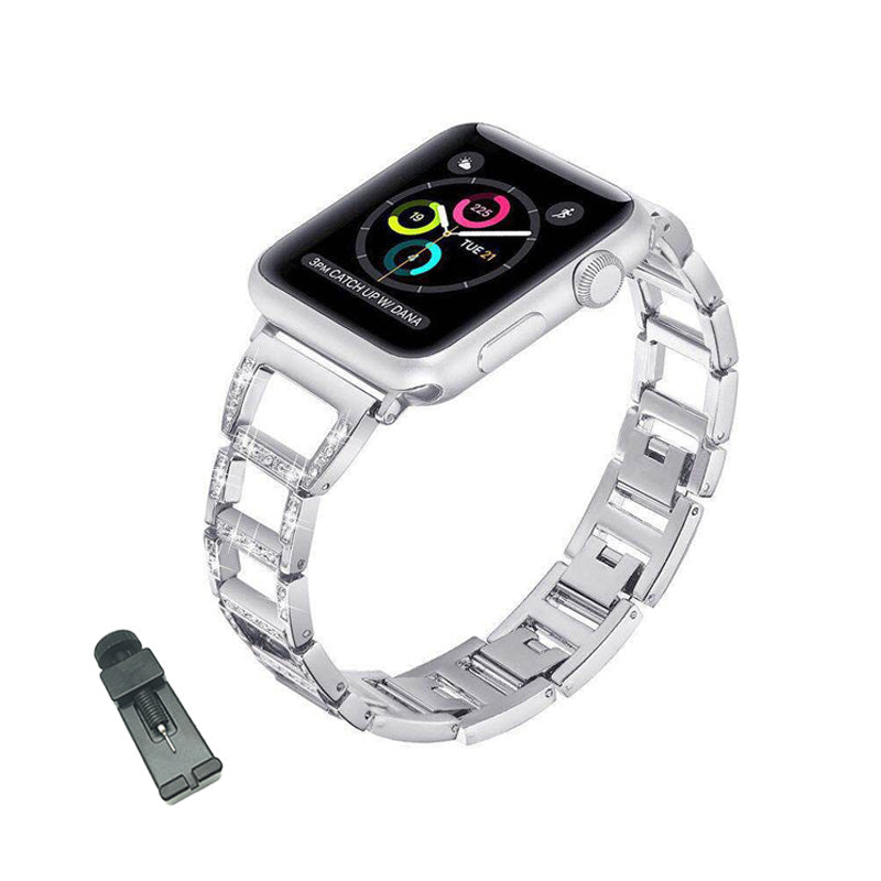 RZK Stainless Steel Watch Band Adjustable Wristbands for Apple IWatch Series SE/1/2/3/4/5/6 For Women-Silver
