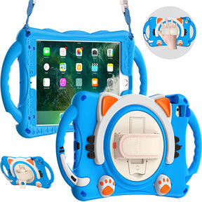 CatA iPad Silicone Case For iPad Mini 5 4 3 2 1 Built-in Handle Stand With a Strap-Light Blue