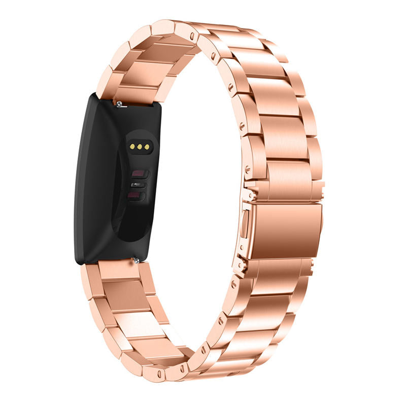 16mm  Stainless Steel Watch Band For Fitbit Inspire HR-Rose Gold