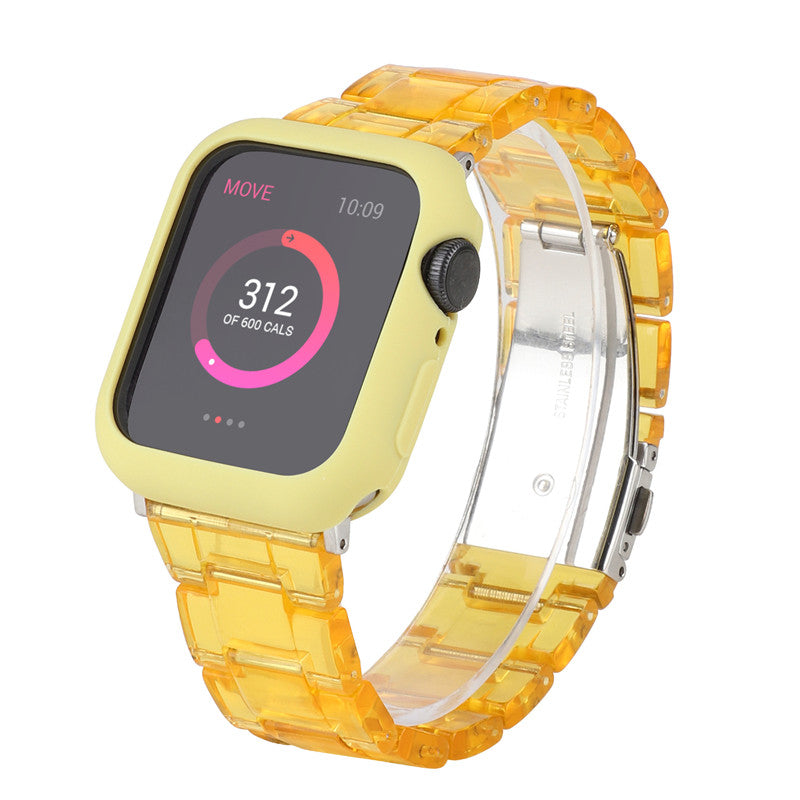 Fashion Resin Candy Watch Band + Watch Case For Apple Watch SE/6/5/4/3/2/1£¨Orange+Yellow£©