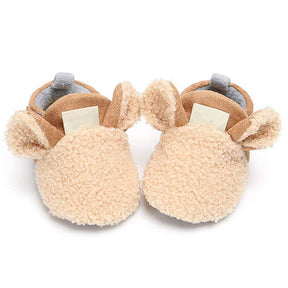 Infant Baby Boys Girls Slipper Stay On Non Slip Soft Sole 0-18 Months Cotton Plush Shoes-Khaki