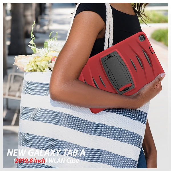 Shock Wave Kickstand Case Anti-Fall Protection For Samsung Tab A 8inch T290/T295(2019)-Red