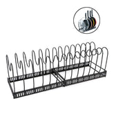 Expandable Pot Organizer Rack 14 Dividers Adjustable for Kitchen-Black
