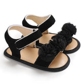 Baby Walker Shoes for Girls Flats Anti-Slip Open Toe Sandals-Black