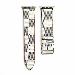 Checkered Pattern PU Leather Watch Band Microfiber Design For Apple Watch SE/6/5/4/3/2/1(Apricot)