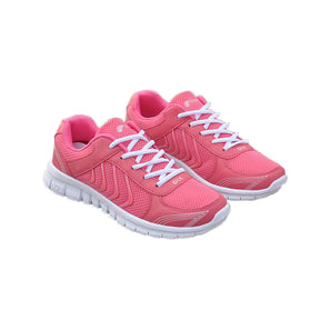 Womens Athletic Mesh Breathable Sneakers Lace Up Comfort Shoes-Rose Red