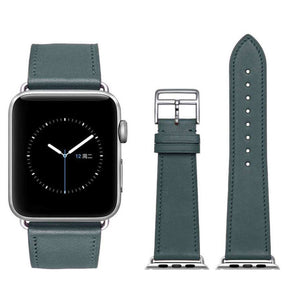 Genuine Leather Replacement Watch Band For iWatch Series SE/6/5/4/3/2/1-DarkGreen
