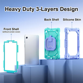 Heavy Duty Silicone Case with S Pen Holder Shoulder Strap for Samsung Tab A9-C