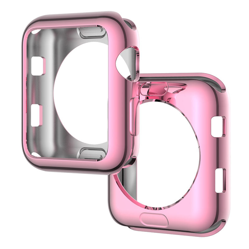 TPU Plated Cover Scratch-Proof Smartwatch Protective Case for iWatch Series SE/6/5/4/3/2/1-Pink
