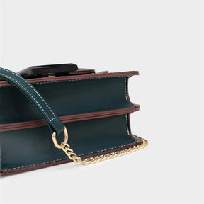 Crossbody Bags for Women Leather Chain Cute Color-Block Handbags-LightGreen