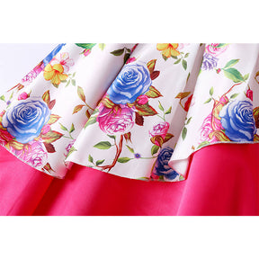 Girls Sleeveless Dresses Flower Girl Wedding Dress Elegant Floral Dress-Rose Red