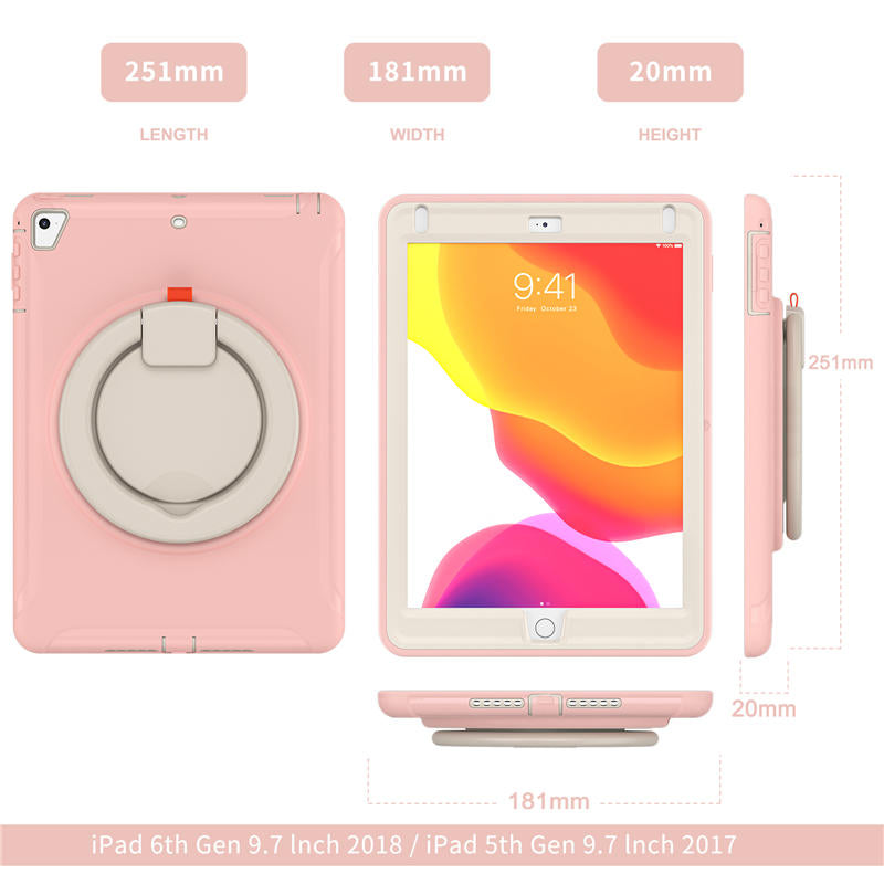 CowKing iPad Case With Handle Grip For iPad 9.7 2018/2017/Pro9.7/Air2/Air1-Pink