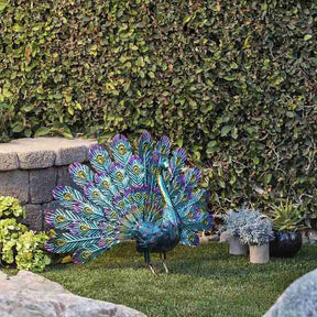 Garden Metal Peacock Statue Beautiful Texture Robust Anti Rust Suitable for Lawn Patio