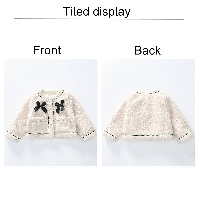 Girls Sherpa Short Coat Toddler Winter Jacket Warm Outwear Clothes 2-10 Years