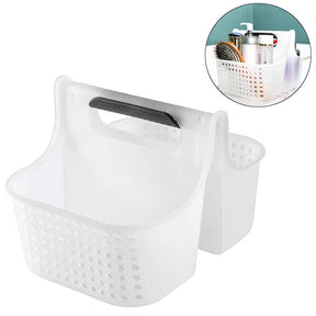 Portable Shower Caddy Basket Plastic Organizer 2 Compartments Thick Handle for Multi-use Storage for Bath and Beauty Accessories