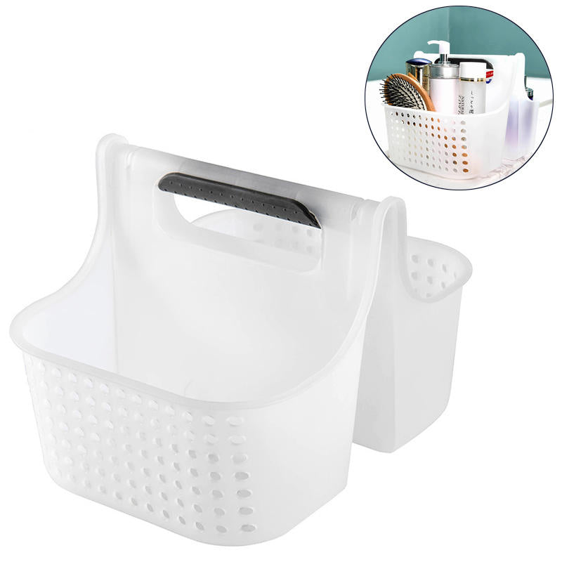 Portable Shower Caddy Basket Plastic Organizer 2 Compartments Thick Handle for Multi-use Storage for Bath and Beauty Accessories