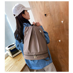 Gym Backpack with Shoe Compartment Wet Pocket for Women Travel Sports-Khaki