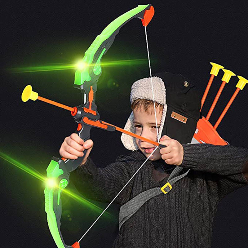 Archery Bow and Arrow Toy for Kids with Target and Quiver LED Illuminated Garden Fun Game-554A