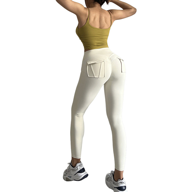 Womens Yoga Pants High Waist Leggings with Pockets for Workout-White