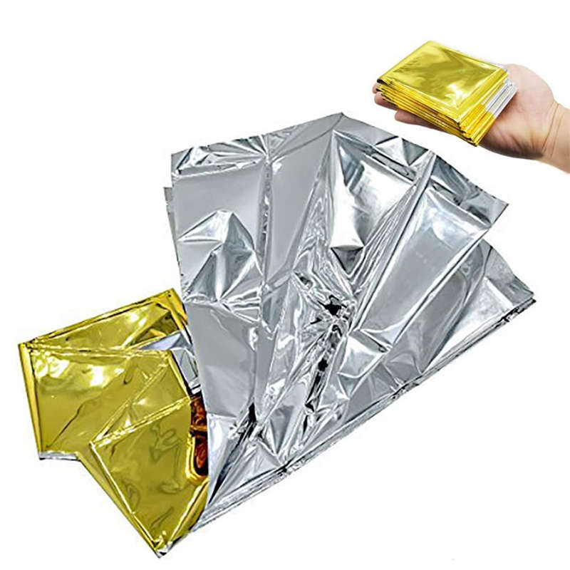 10 Pack Foil Mylar Thermal Emergency Blankets for Outdoors-160X210cm