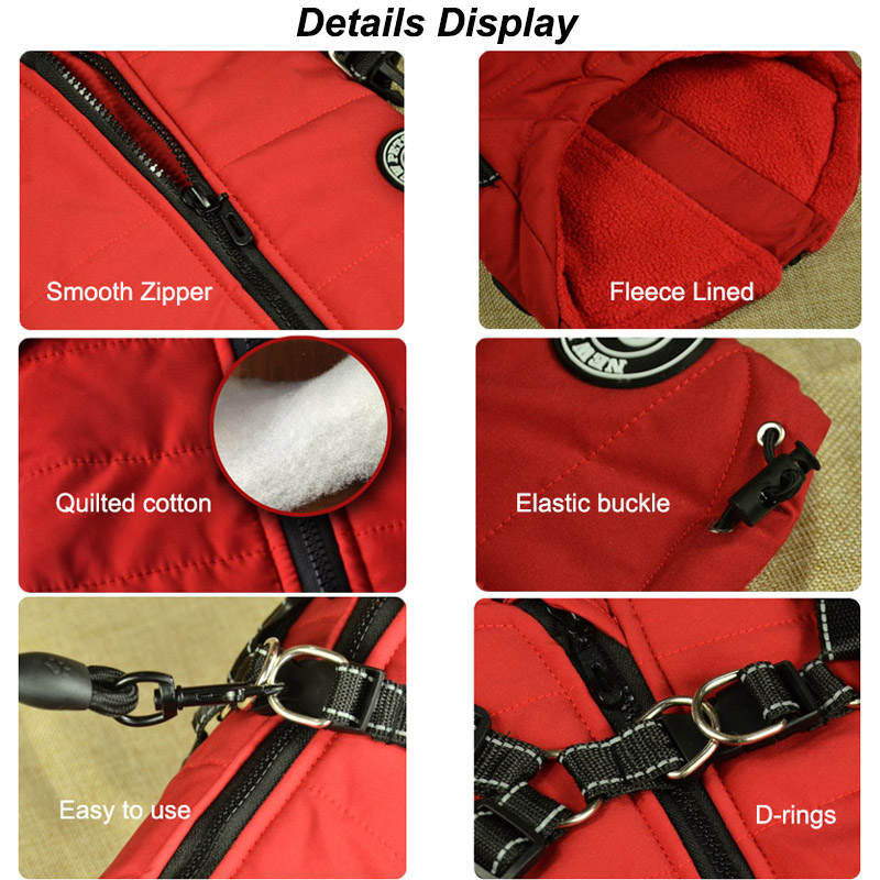 Dog Vest Harness for Winter Windproof Fleece Lined Warm Puppy Jacket-Green