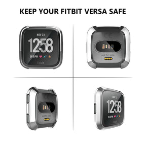 For Fitbit Versa Electroplated TPU Watch Case -Silver