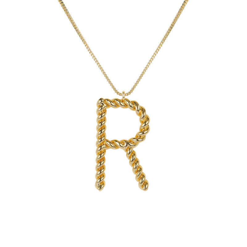 26 Alphabet Twisted Pendant Necklace Personalized Jewelry-R