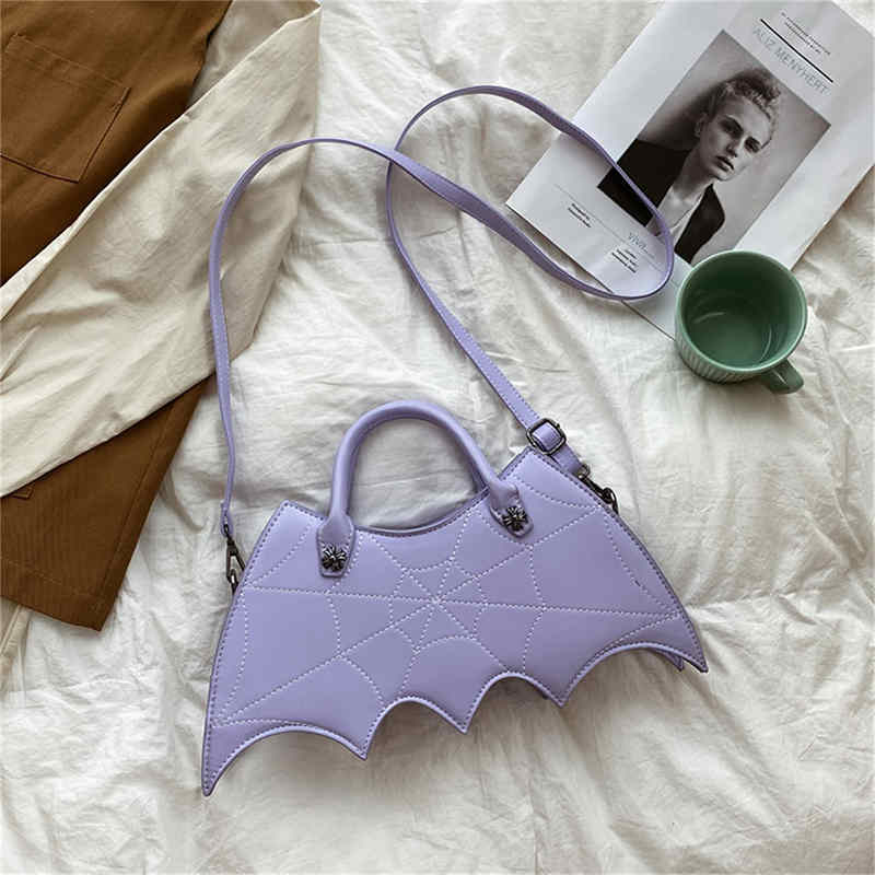 Women Novelty Bat Shoulder Bag Fashion Halloween Handbags-Purple