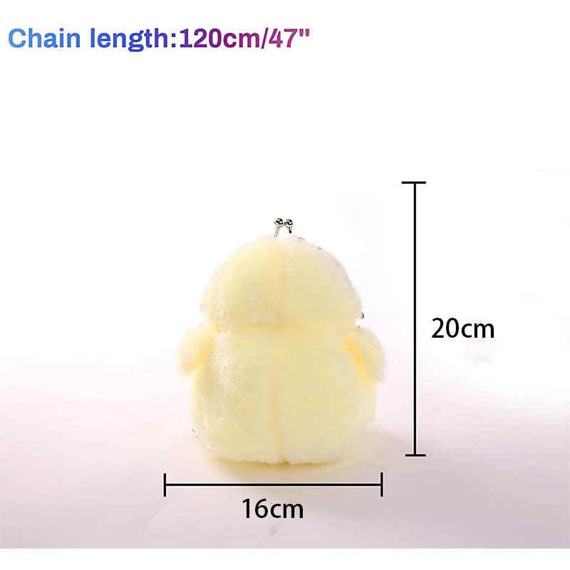 Women Cute Chick Plush Crossbody Bag Chic Small Cell Phone Wallet For Girls-Brown
