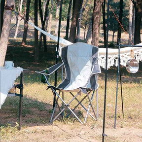 Lightweight Camping Chair with Arm Rest Cup Holder and Carry Bag-Grey