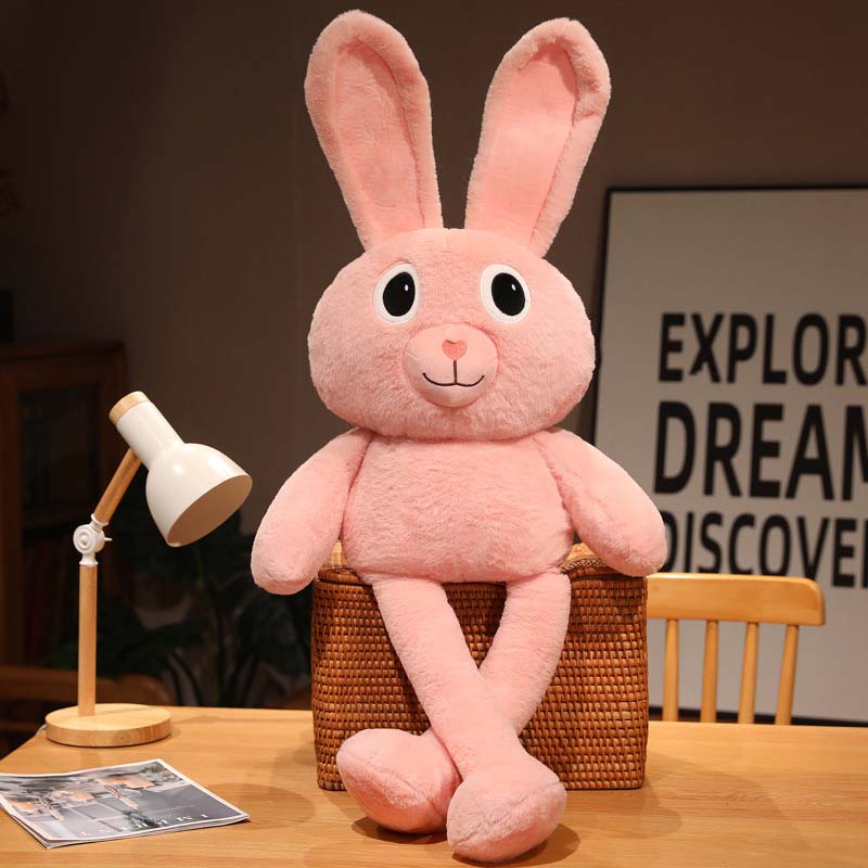 Plush Stuffed Bunny Toy Stretchable Ear and Leg Rabbit Shape Dolls for Girls Kids Gifts