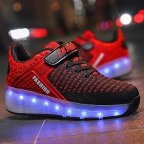 7 Colors LED Rechargeable Kids Roller Skates with Single Wheel-99Red