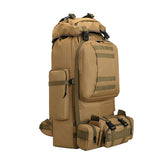 80L Waterproof 2-in-1 Detachable Backpack for Camping-Khaki