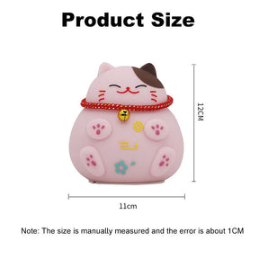 Lucky Cat Night Light Pat Light USB Rechargeable with 3 Colors-Pink