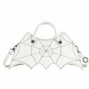 Women Novelty Bat Shoulder Bag Fashion Halloween Handbags-White