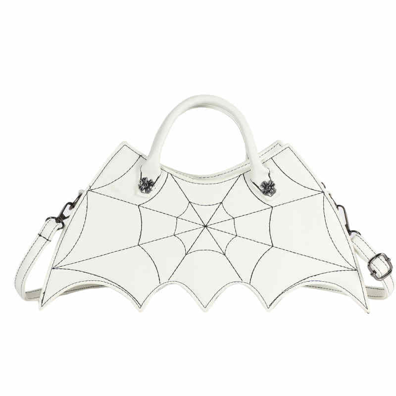 Women Novelty Bat Shoulder Bag Fashion Halloween Handbags-White