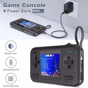 2 in 1 Handheld Game Console 8000mAh Power Bank with 416 Classic FC Games-Blue