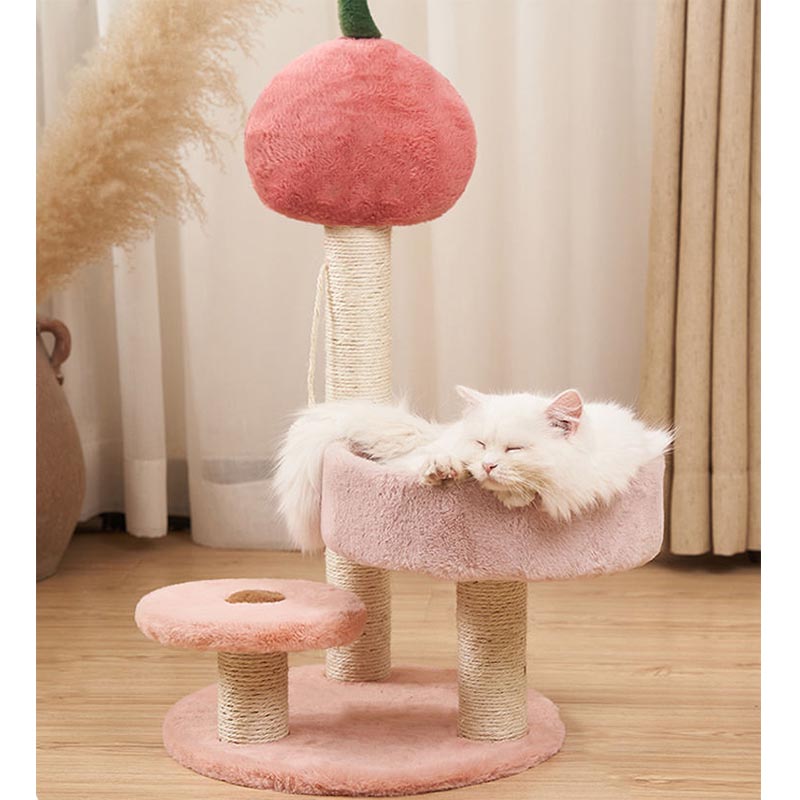 Cherry Cat Tree for Indoor Cats Tower Sisal Scratching Post