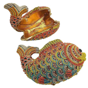 Mini Women Fish Evening Bags Crystal Clutch Purse Rhinestone Handbags with Chain-15