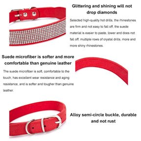 Pet Collar Sparkly Rhinestone Studded Pet Supplies-Red