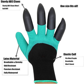 Home & LivingGarden Waterproof Gloves with Hand Sturdy Claws for Digging Weeding Seeding Poking Planting -Green