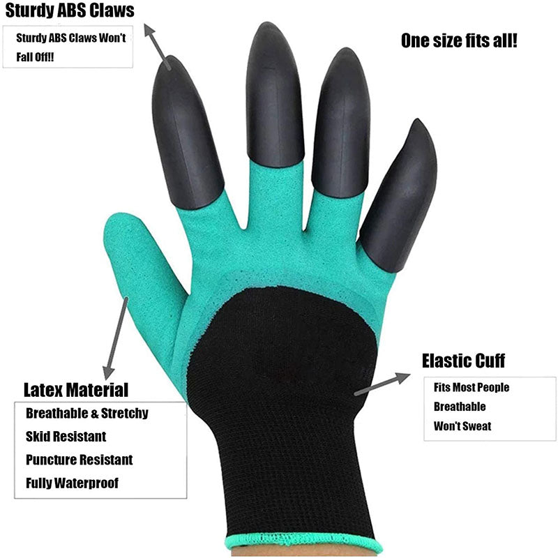 Home & LivingGarden Waterproof Gloves with Hand Sturdy Claws for Digging Weeding Seeding Poking Planting -Green