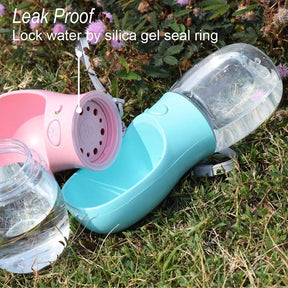 350ML Dog Water Bottle Leak Proof Portable Puppy Water Dispenser with Drinking Feeder for Pets-Pink