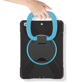 B-OnePiece iPad Case+Neck Strap Heavy Duty Rugged Anti-fall Protective Cover For iPad Mini 1/2/3/4/5/6-Black&Blue