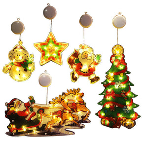 5Pcs Christmas Window Hanging Lights Decor for Xmas Party Showcase