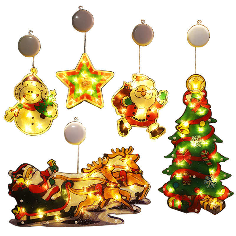 5Pcs Christmas Window Hanging Lights Decor for Xmas Party Showcase